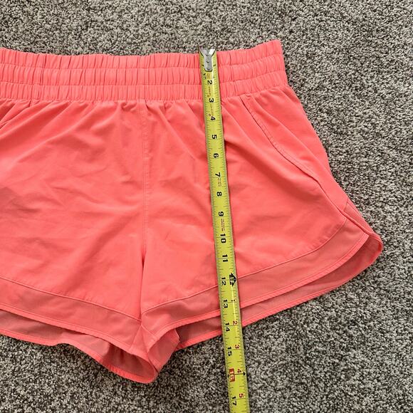 Athleta neon coral orange High Rise Mesh Racer Run 3" shorts size M - Picture 7 of 8